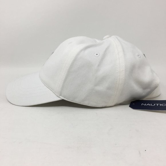 Nautica Mens Baseball Cap White /Dark Navy Strapback 6 Panel Lined Cotton OS New - Picture 3 of 9